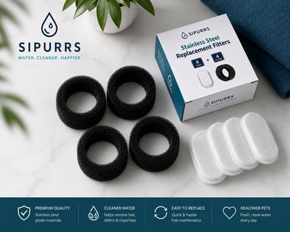 Sipurrs Stainless Steel Replacement Filters for Cat Water Fountain